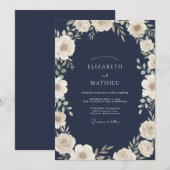 Invitation Mariage de Ranunculus d'Ivoire et d'Eucalyptus à M (Devant / Derrière)
