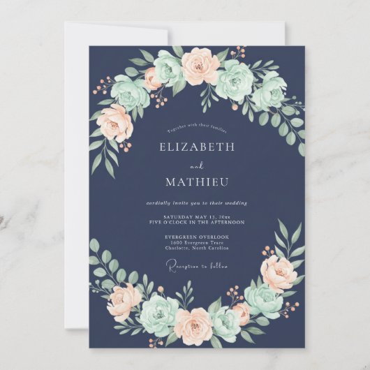 Invitation Mariage de ranunculus gris eucalyptus à la menthe (Devant)