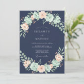 Invitation Mariage de ranunculus gris eucalyptus à la menthe (Debout devant)