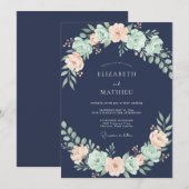Invitation Mariage de ranunculus gris eucalyptus à la menthe (Devant / Derrière)