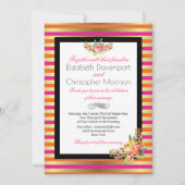 Invitation Mariage de rayures métalliques rose, orange et Fau (Devant)