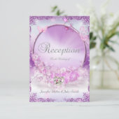 Invitation Mariage de réception Anneaux rose Lilac Papillon (Debout devant)