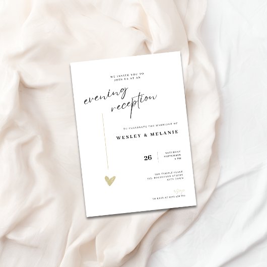 Invitation Mariage de Réception de Soirée Élégant en Or
