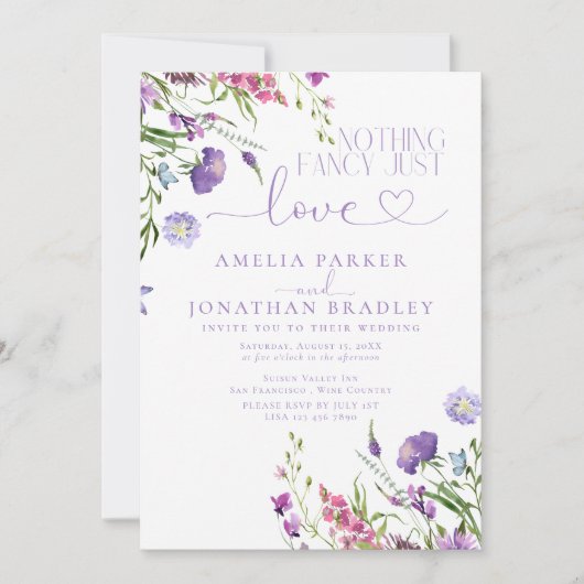 Invitation Mariage de réception Décontracté Fleur sauvage vio (Devant)