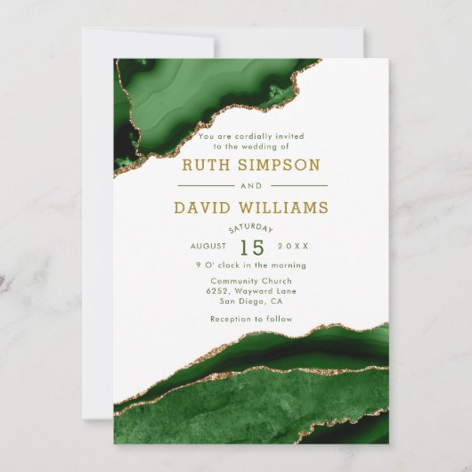Invitation Mariage de réception Emerald and Gold Parties scin (Devant)