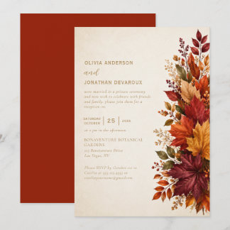 Invitation Mariage de réception uniquement Elegant Feuilles d