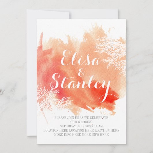 Invitation Mariage de récif corallien moderne abstrait (Devant)