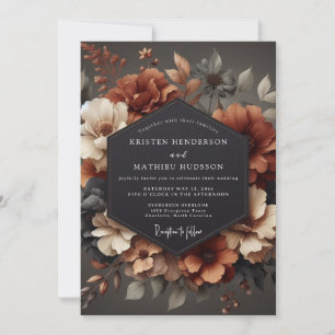 Invitation Mariage de récolte floral orange rouillé