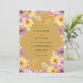Invitation Mariage de récolte florale ocre (Debout devant)