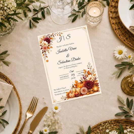 Invitation Mariage de récolte rustique