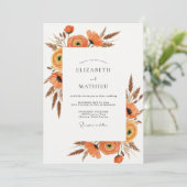 Invitation Mariage de récolte rustique orange brûlé (Debout devant)