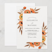 Invitation Mariage de récolte rustique orange brûlé (Devant / Derrière)