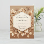 Invitation Mariage de récolte rustique sépia (Debout devant)