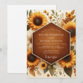 Invitation Mariage de récolte rustique Solidago (Devant / Derrière)