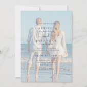 Invitation Mariage de recouvrement blanc photo en couple mode (Devant)