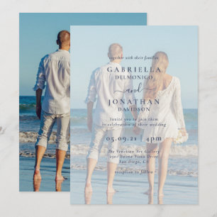 Invitation Mariage de recouvrement blanc photo en couple mode