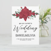 Invitation Mariage de Red Roses Boho (Debout devant)