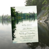 Invitation Mariage de reflet evergreens au bord du lac rustiq