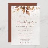 Invitation Mariage de remplissage d'automne en terre cuite ro (Devant / Derrière)