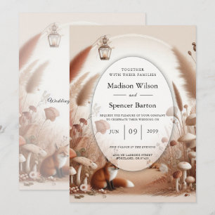 Invitation Mariage de Renards dans une Forêt Automnale Enchan