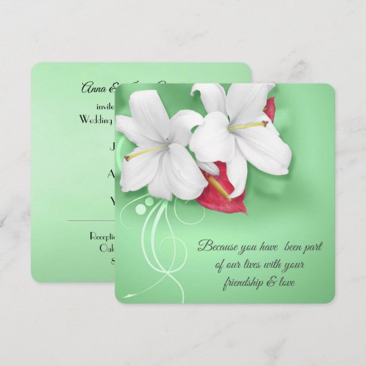 Invitation Mariage de renouvellement de la vigne blanche et r (Devant / Derrière)