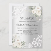 Invitation Mariage de renouvellement de voeu de dentelle fleu (Devant)