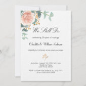Invitation mariage de renouvellement de voeu de luxe rose flo (Devant)