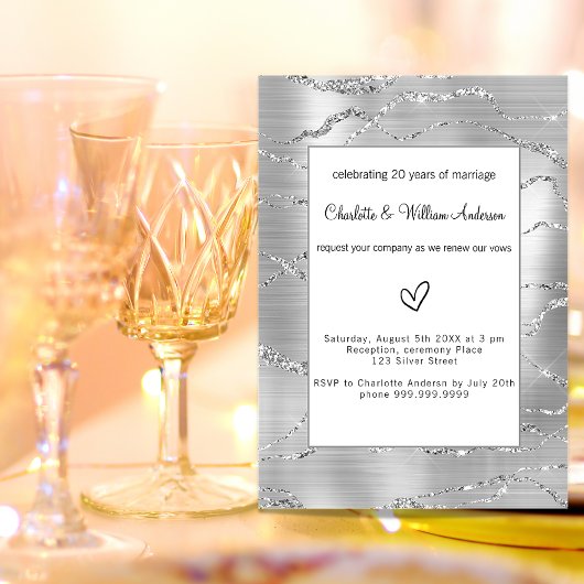 Invitation Mariage de renouvellement de voeux Silver