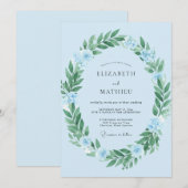 Invitation Mariage de rêve bleu azur de printemps (Devant / Derrière)