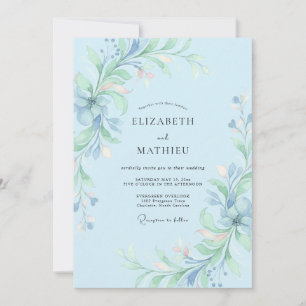 Invitation Mariage de rêve bleu clair de printemps