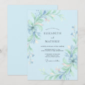 Invitation Mariage de rêve bleu clair de printemps (Devant / Derrière)