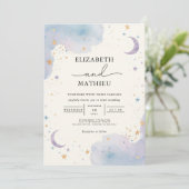 Invitation Mariage de rêve d'aquarelle céleste (Debout devant)