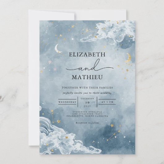Invitation Mariage de rêve de nuages célestes (Devant)
