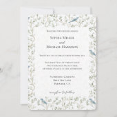 Invitation Mariage de rêve d'oiseaux bleus romantiques (Devant)