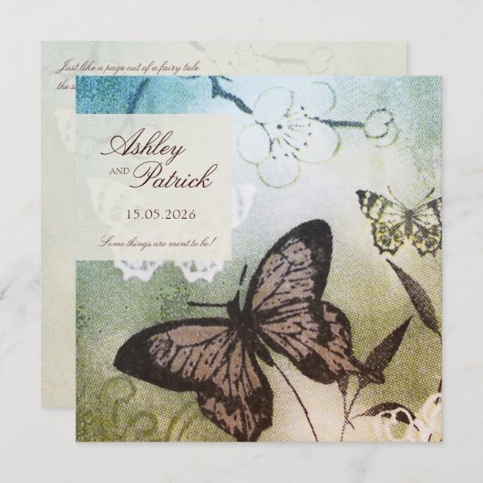 Invitation Mariage de rêve papillon (Devant / Derrière)