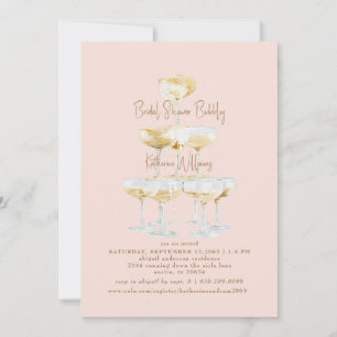 Invitation Mariage de rêve sous bulles de Champagne Rose