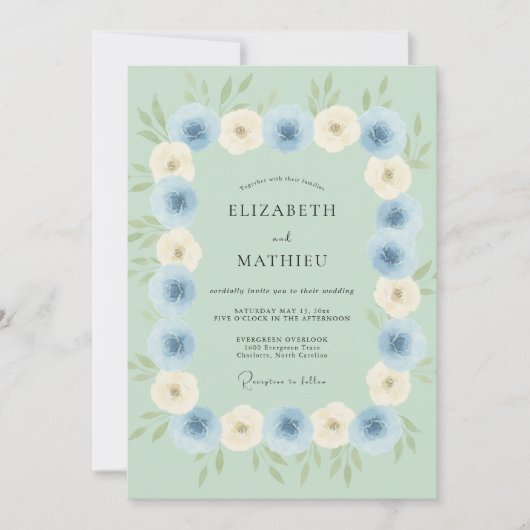 Invitation Mariage de rêve vert menthe au printemps (Devant)