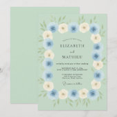 Invitation Mariage de rêve vert menthe au printemps (Devant / Derrière)