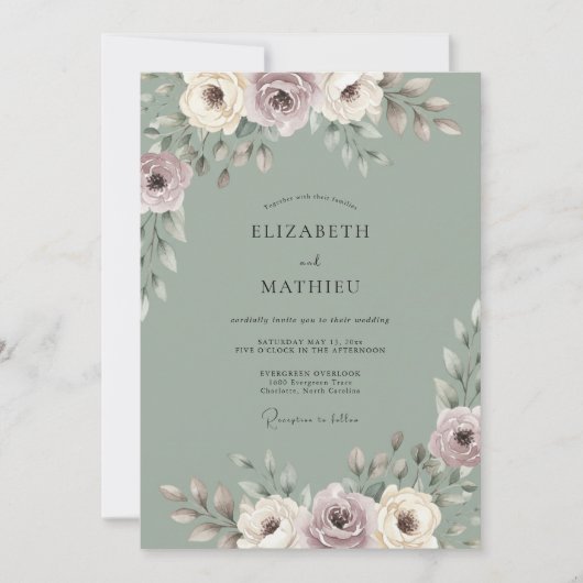 Invitation Mariage de rêve vert sauge printemps (Devant)