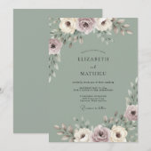 Invitation Mariage de rêve vert sauge printemps (Devant / Derrière)