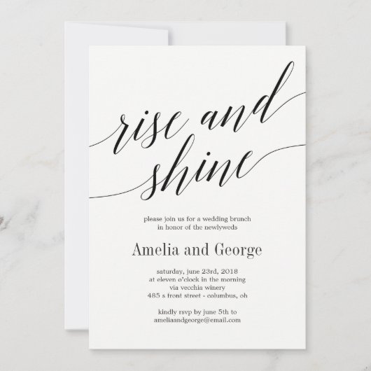 Invitation Mariage de Rise and Shine Brunch Script moderne (Devant)