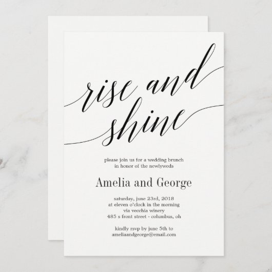 Invitation Mariage de Rise and Shine Brunch Script moderne (Devant / Derrière)
