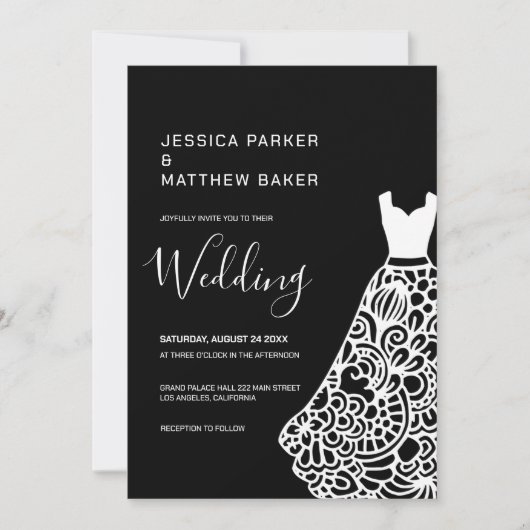 Invitation Mariage de robe Mariage de dentelle blanche (Devant)