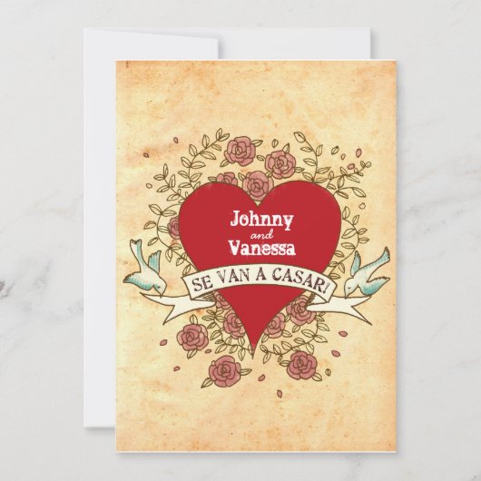 Invitation Mariage de roche n rouleau (Rose) ESPAGNOL (Devant)