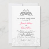 Invitation Mariage de rock et de roll Fuchsia Grey (Dos)