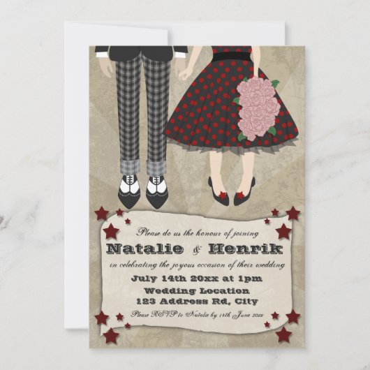 Invitation Mariage de rockabilly, mariage 5x7 * (Devant)