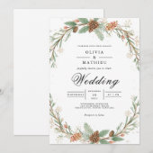 Invitation Mariage de romance de l'arc À feuillage persistant (Devant / Derrière)