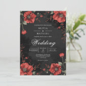 Invitation Mariage de romance florale foncée (Debout devant)