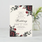 Invitation Mariage de romance gothique florale foncée (Debout devant)