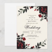 Invitation Mariage de romance gothique florale foncée (Devant / Derrière)